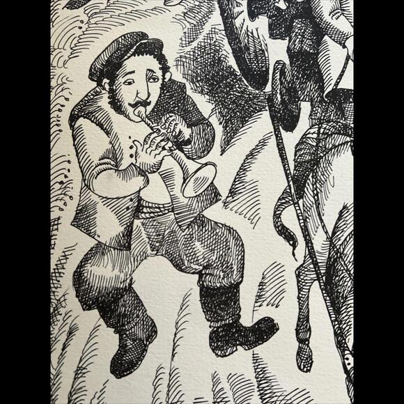 EMMANUAL SNITKOVSKY INK ON PAPER JEWISH ART NUMBERED AND SIGNED MINT COND 1970S - Picture 7 of 13